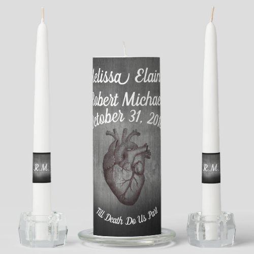 Romantic Goth Black Unity Candle Set
