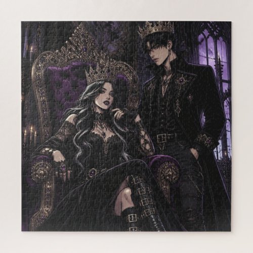 Romantic Goth King and Queen | Dark Aesthetic Jigsaw Puzzle