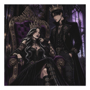 Romantic Goth King and Queen Dark Aesthetic Poster