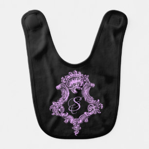 Romantic Goth Pink Monogram Baby Bib
