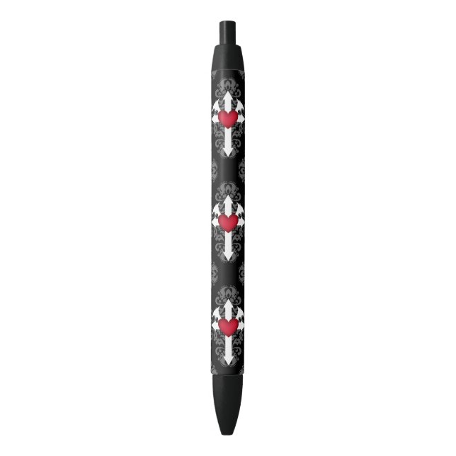 Romantic Goth winged heart pattern Pen (Front Vertical)