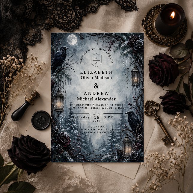 Romantic Goth Winter Wedding Invitation (Creator Uploaded)