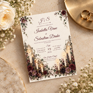 Romantic Gothic Candlelit Wedding Invitation