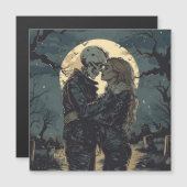 Romantic gothic cartoon of a skeleton and woman (Front/Back)