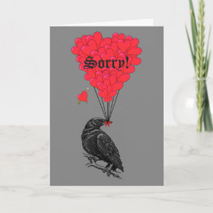 Romantic gothic crow and heart sorry card