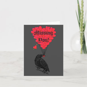 Romantic gothic crow missing you card
