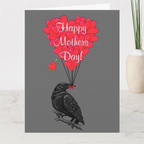 Romantic gothic crow mothers day card