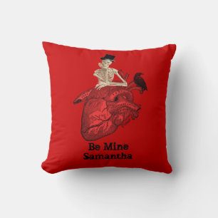 Romantic gothic heart valentines throw pillow