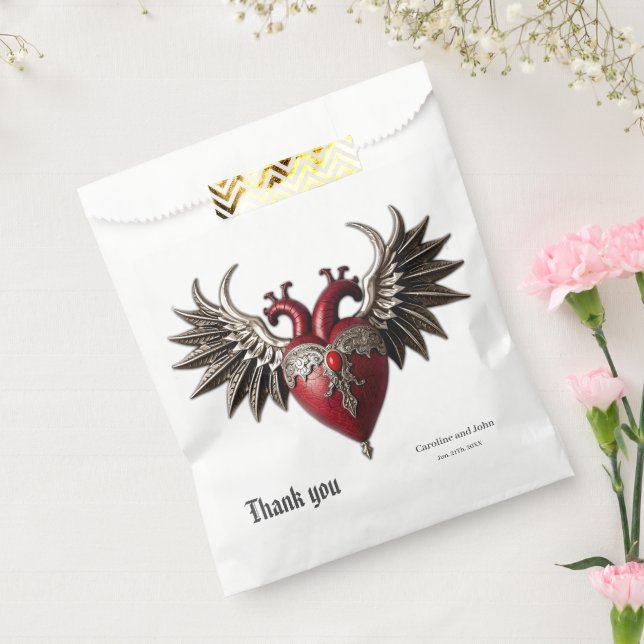 Romantic Gothic icon: heart, rose, skull.  Favor Bag (Sealed)