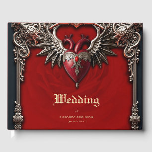 Romantic Gothic icon: heart, rose, skull. Guest Book