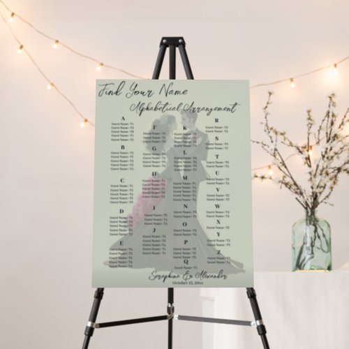 Romantic Gothic Lovers Alphabetical Seating Chart Foam Board