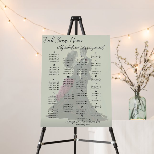 Romantic Gothic Lovers Alphabetical Seating Chart Foam Board (In Situ (Stand))
