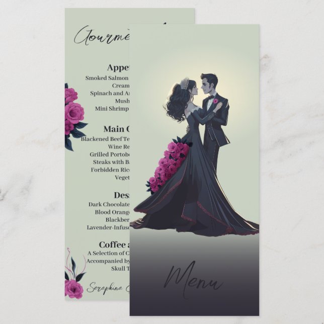 Romantic Gothic Lovers Elegant Gourmet Menu (Front/Back)