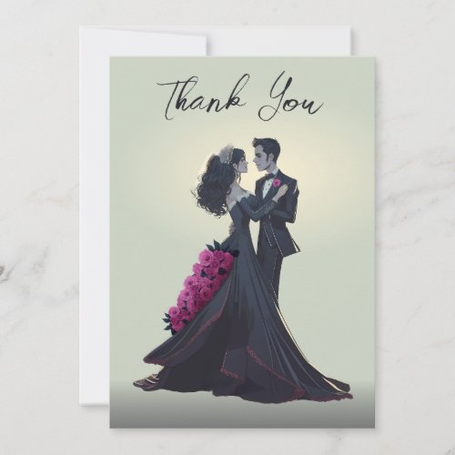 Romantic Gothic Lovers Elegant Thank You Card