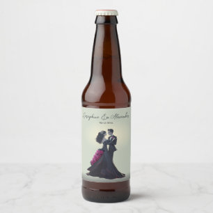 Romantic Gothic Lovers Elegant Wedding Beer Bottle Label