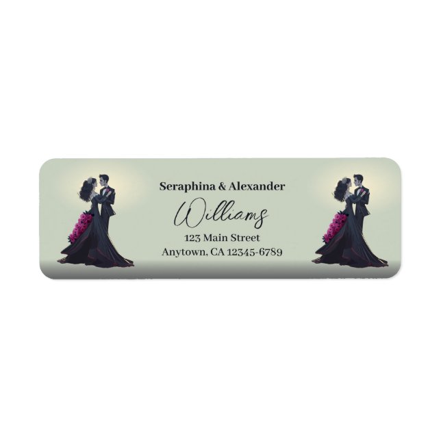 Romantic Gothic Lovers Elegant Wedding  Label (Front)