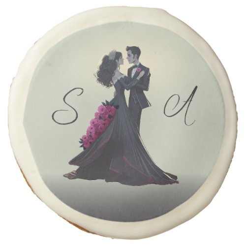 Romantic Gothic Lovers Elegant Wedding  Sugar Cookie