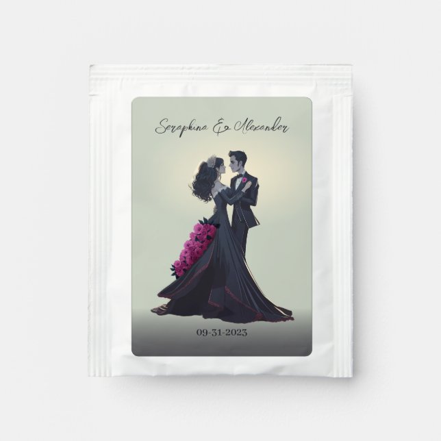 Romantic Gothic Lovers Elegant Wedding  Tea Bag Drink Mix (Front)