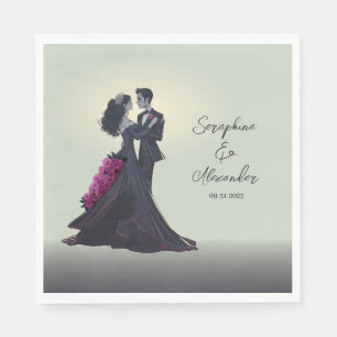 Romantic Gothic Lovers Minimal Elegant Napkins