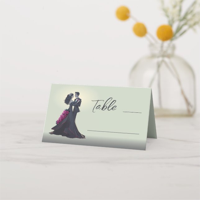 Romantic Gothic Lovers Minimal Elegant Place Card (Front)