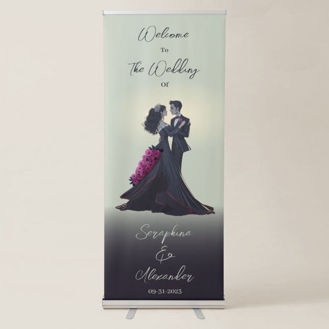 Romantic Gothic Lovers Minimal Elegant Retractable Banner (Front)