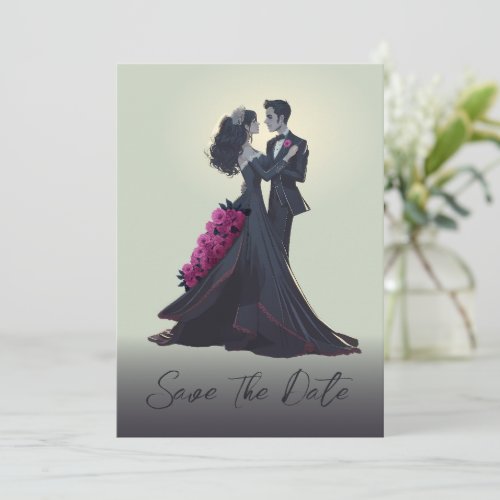 Romantic Gothic Lovers Minimal Save the Date  Invitation