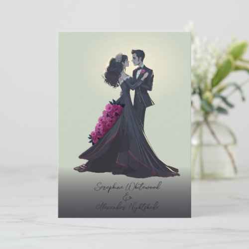Romantic Gothic Lovers Minimal Wedding Invitation