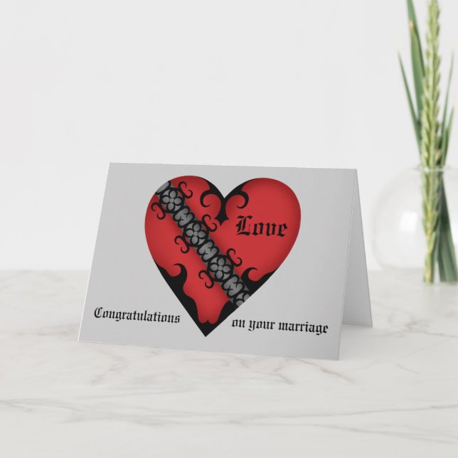 Romantic gothic medieval heart wedding congrats card (Front)