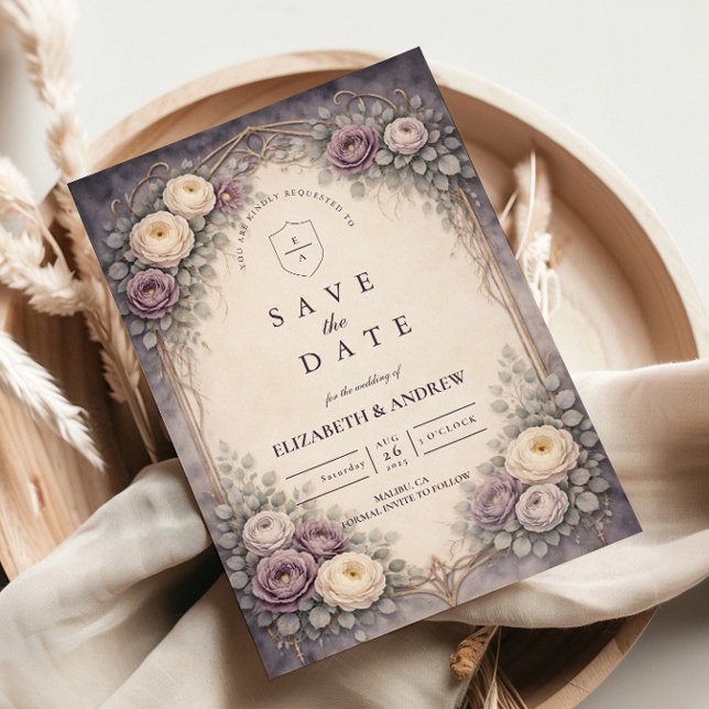 Romantic Gothic Pastel Floral Wedding Save The Date (Creator Uploaded)
