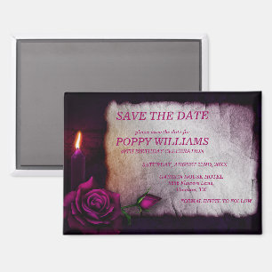 Romantic Gothic Rose & Candle Save The Date Magnet
