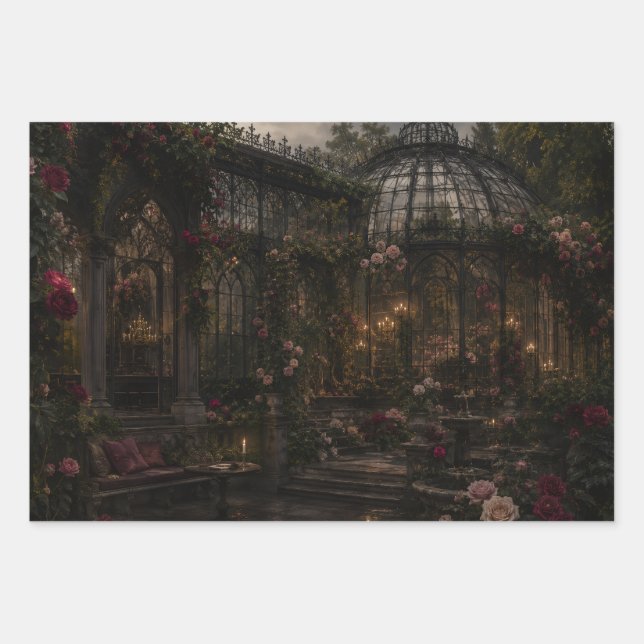 ROMANTIC GOTHIC ROSE CONSERVATORY WRAPPING PAPER SHEETS (Front 2)