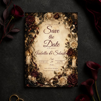 Romantic Gothic Rose Wedding Save The Date