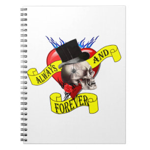 Romantic Gothic skull and love heart Notebook