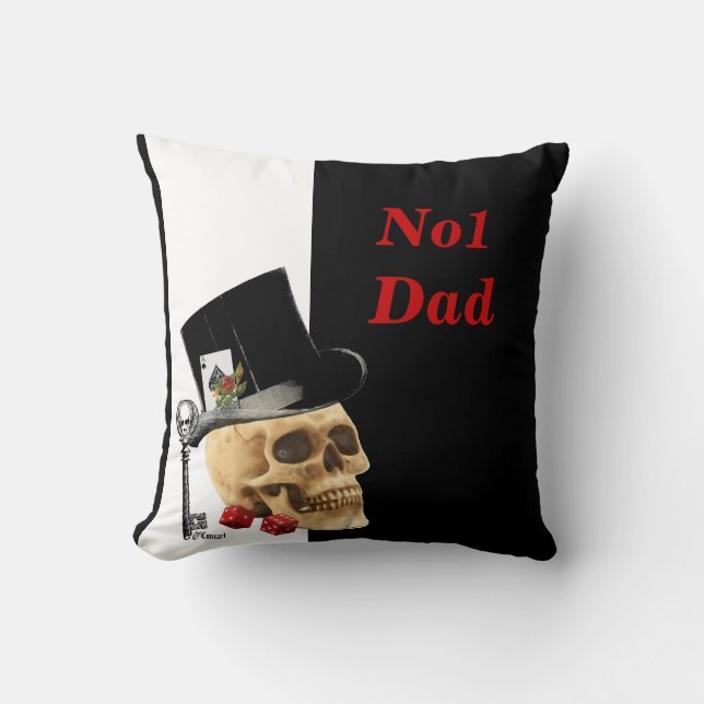 Romantic Gothic skull  gambler fathers day Throw Pillow (Front)