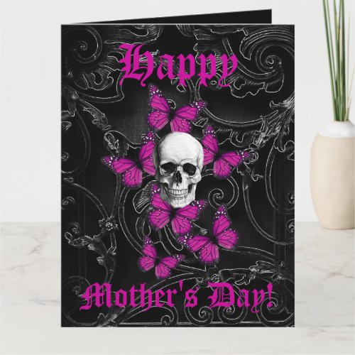 Romantic gothic skull mothers day card