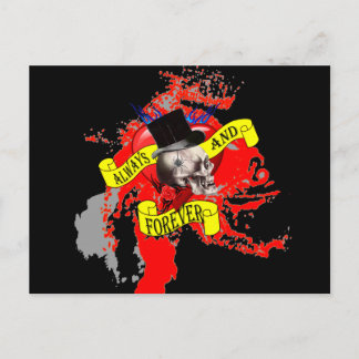 Romantic Gothic skull Valentines heart Holiday Postcard