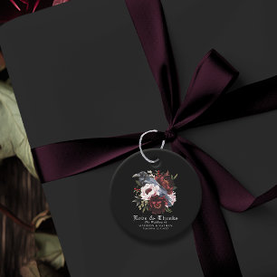 Romantic Gothic Watercolor Raven Floral Wedding Favor Tags