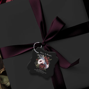 Romantic Gothic Watercolor Raven Floral Wedding Favor Tags