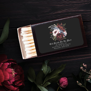 Romantic Gothic Watercolor Raven Floral Wedding Matchboxes