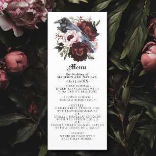 Romantic Gothic Watercolor Raven Wedding Menu