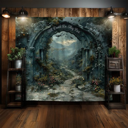 Romantic Gothic Wedding Arch Halloween Photo Booth Tapestry