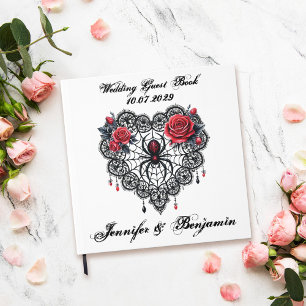 Romantic Gothic Wedding Guest Book With Spider Web