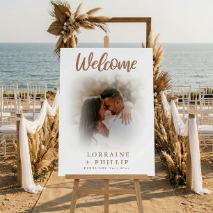 Romantic gradient photo wedding welcome sign