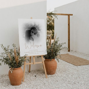 Romantic gradient wedding photo welcome sign
