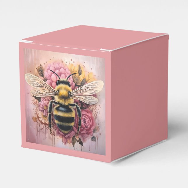 Romantic Graffiti Bee Mono-ha Style Flowery Favor Boxes (Front Side)