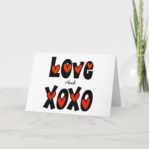 Romantic Graphic Love and Kisses and Hugs Card