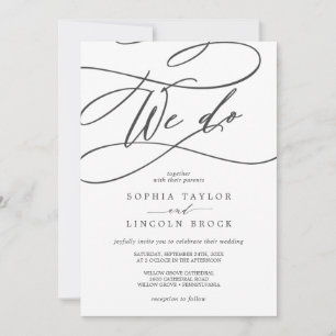 Romantic Gray Calligraphy   Flourish We Do Wedding Invitation