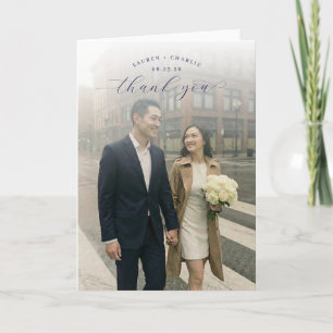 Romantic Gray Elegant Photo Thank You Card