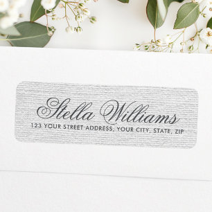 Romantic gray linen calligraphy script address label
