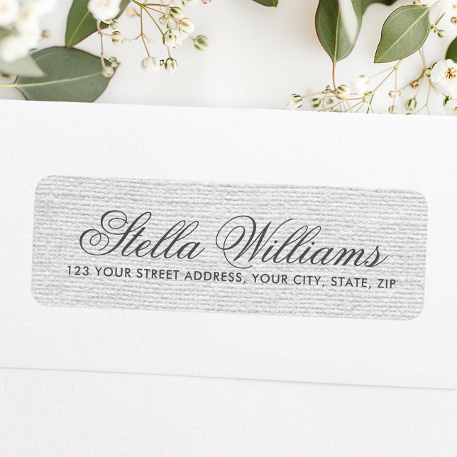 Romantic gray linen calligraphy script address label (Romantic gray linen calligraphy script address label)